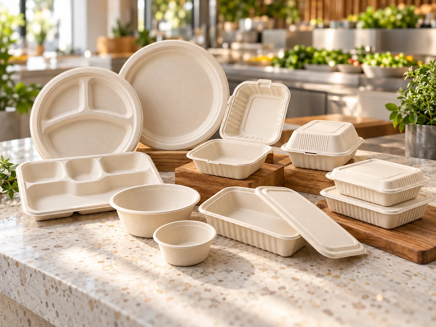 Moulded fibre plates, bowls, trays and clamshells