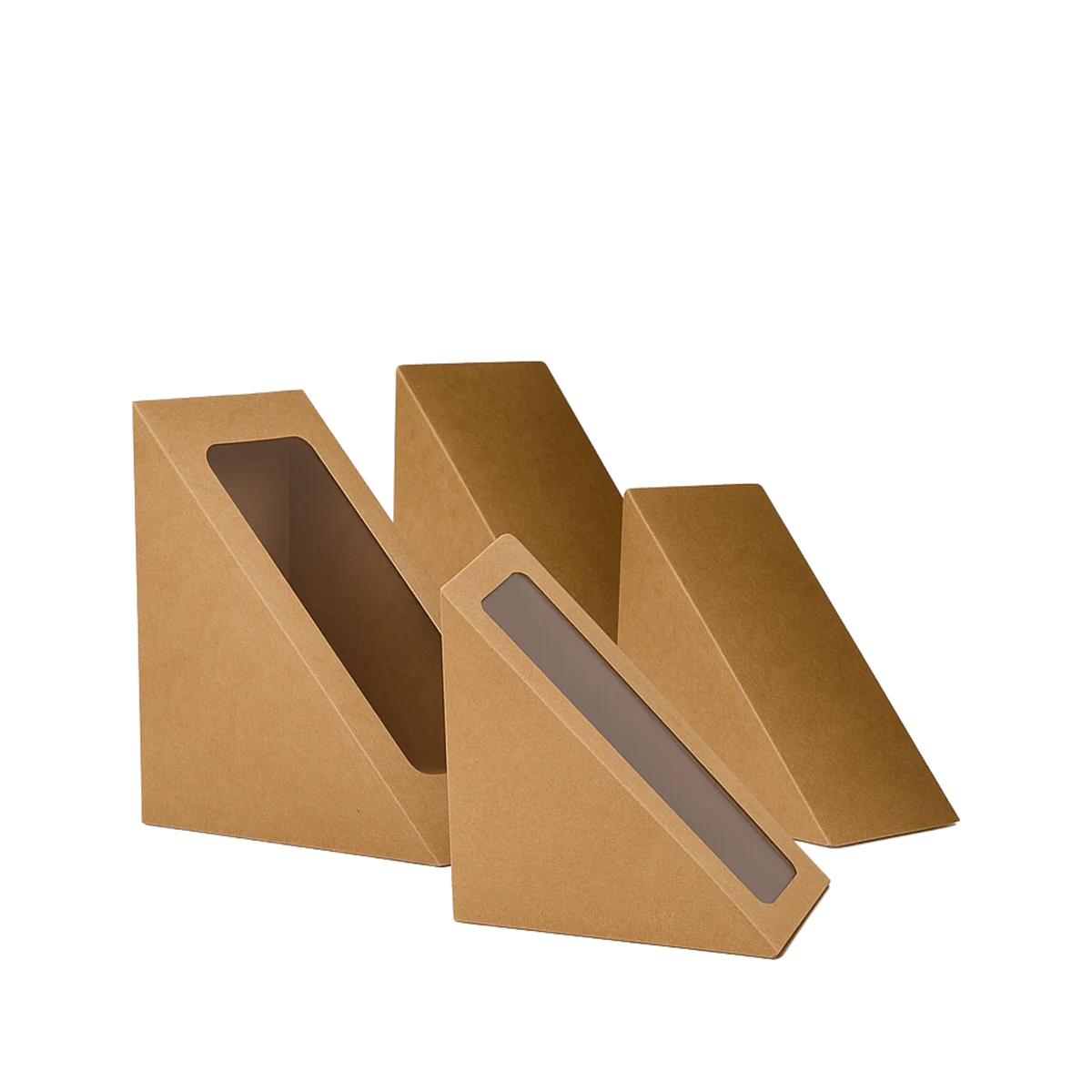 Kraft sandwich wedge boxes with windows