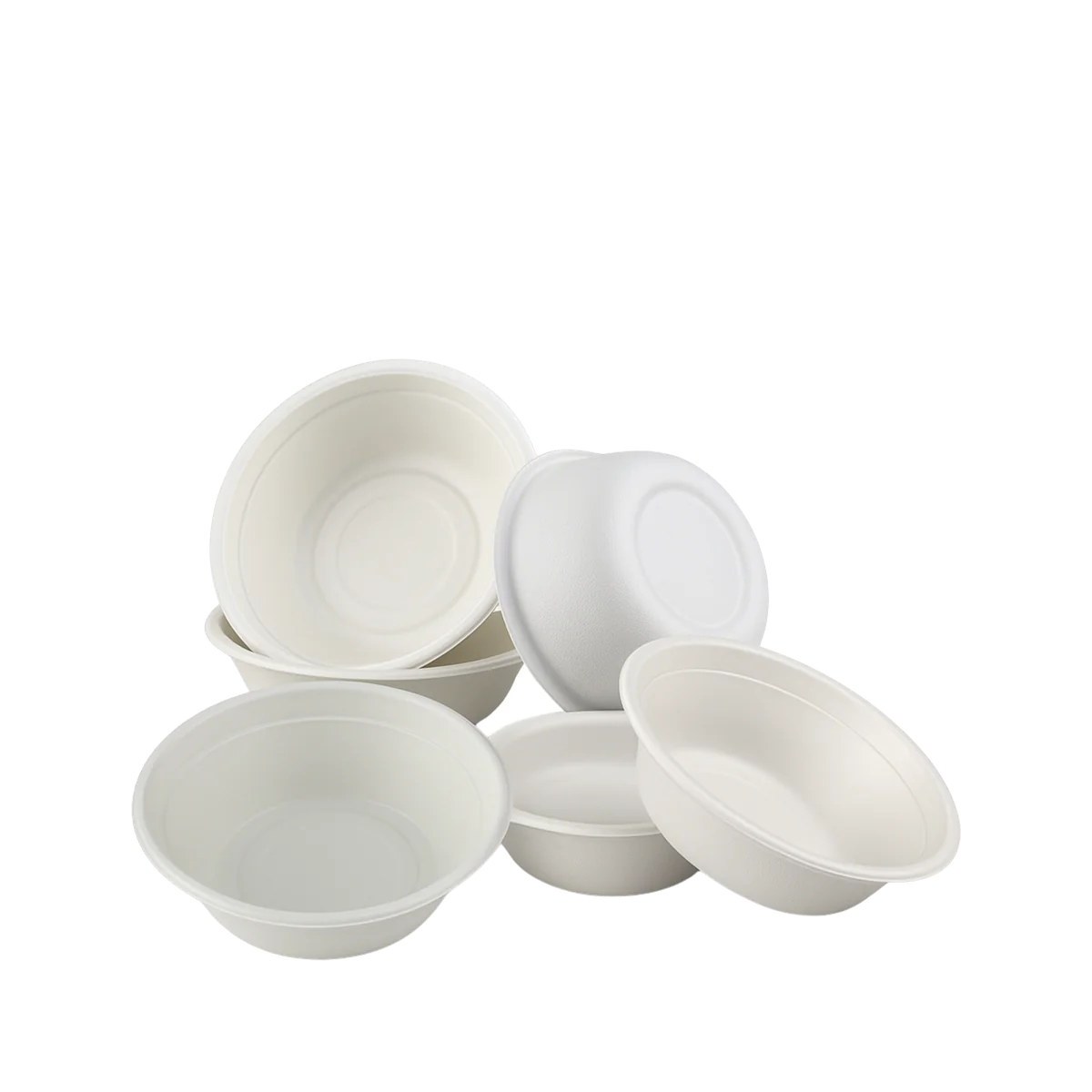 White moulded fibre bowls in several sizes