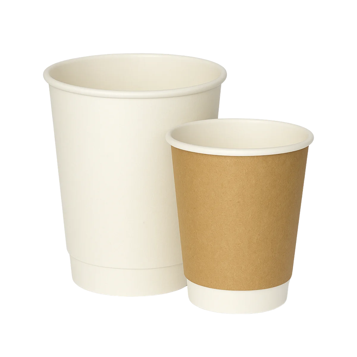 Ripple wall paper cups in white and kraft finishes