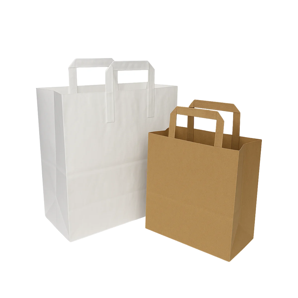 White and brown kraft handle paper bags