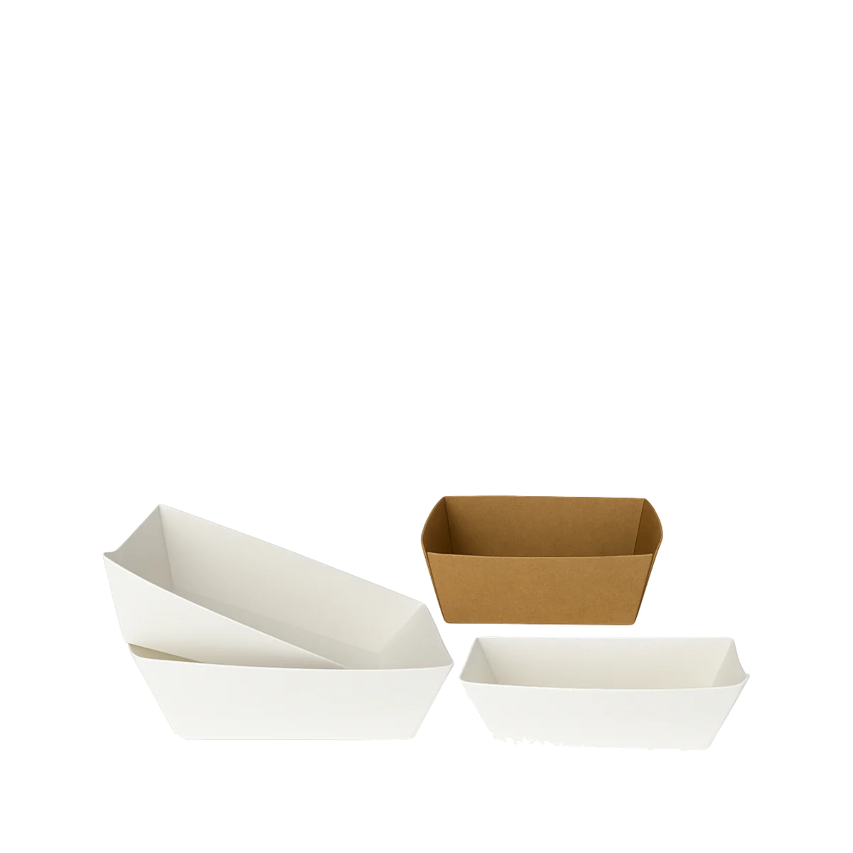 White and kraft paper boat trays