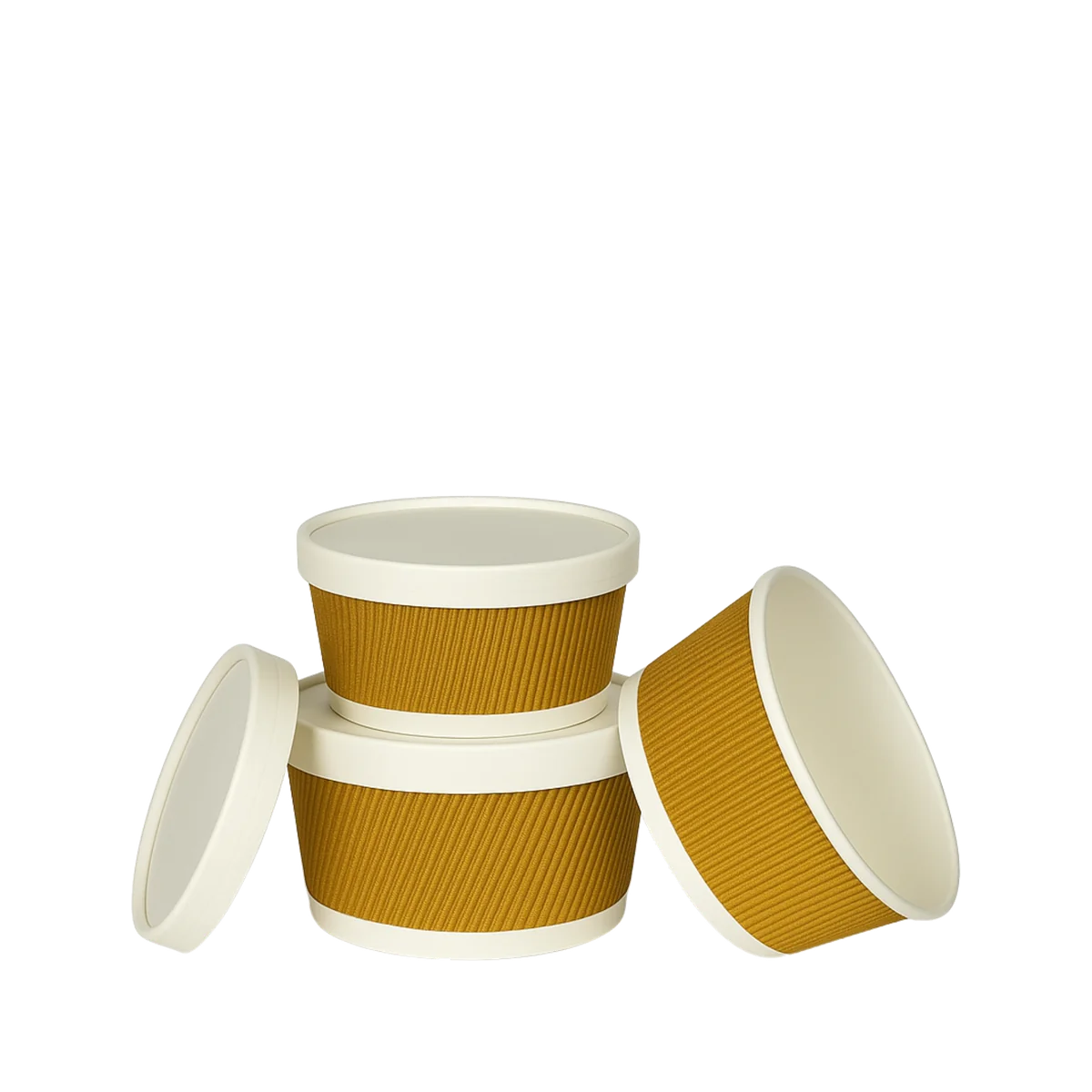 Kraft ripple containers with white lids