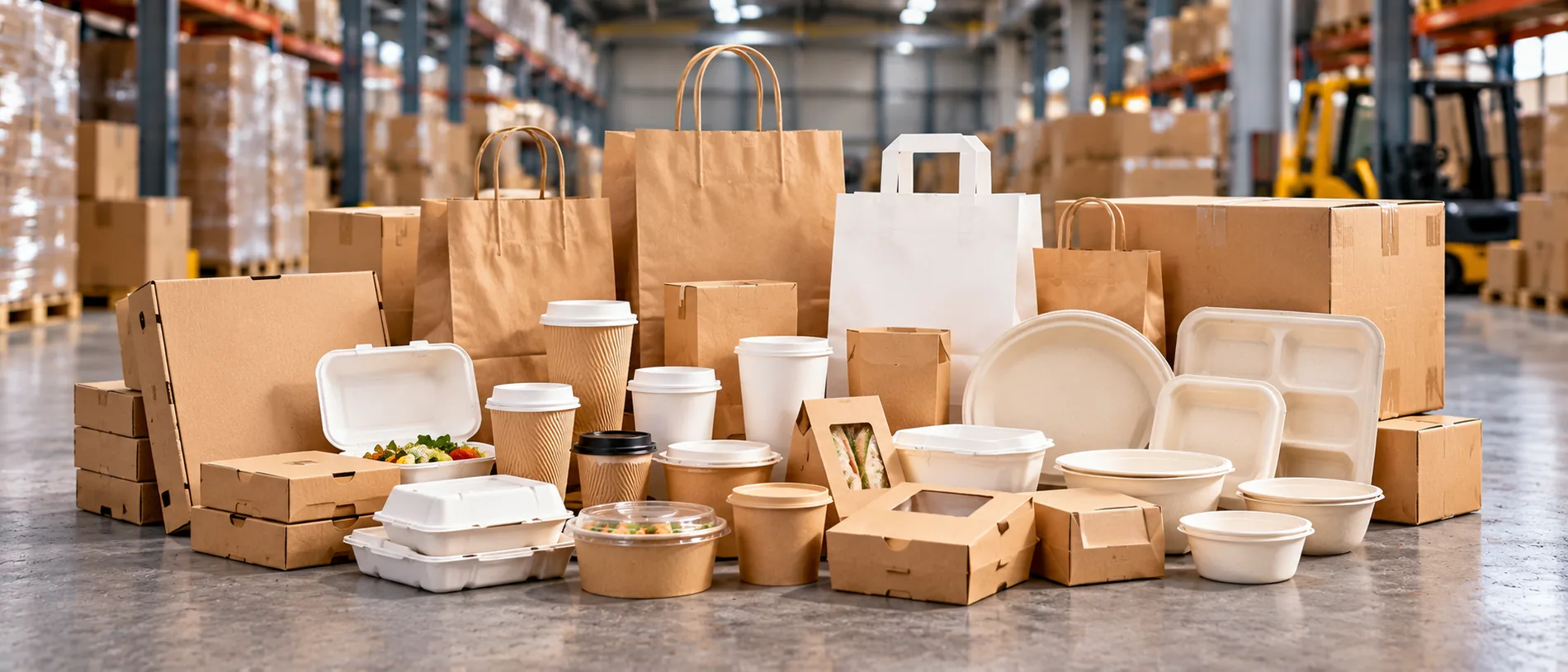 Broad mixed range of paper and fibre food packaging